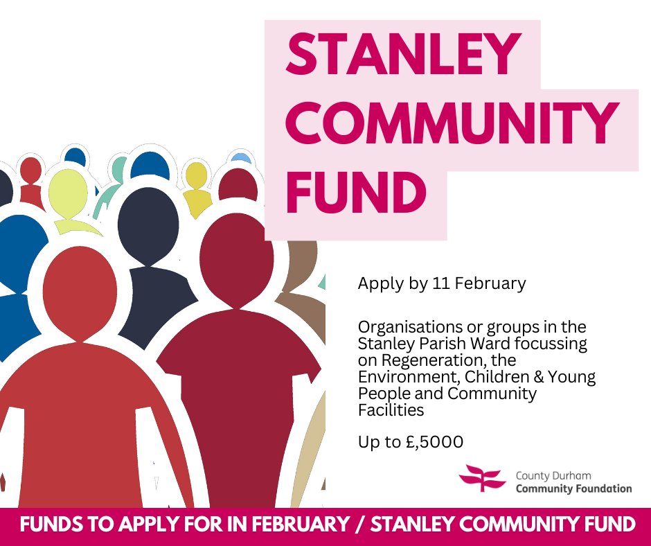 Up to £5,000 available for organisations in the Stanley Parish Wards who focus on enriching the lives of the local community. Apply by Sunday 11 February. cdcf.org.uk/foundation-new…