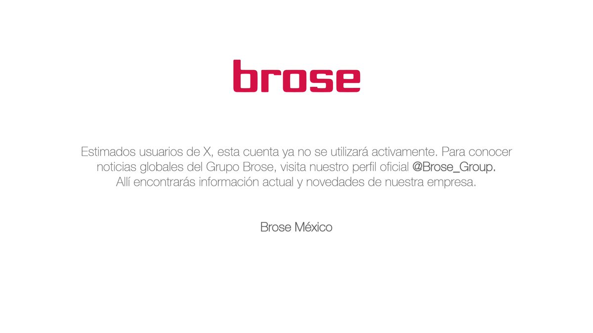 Dear X-users, this account will no longer be actively used. For global news from the Brose Group, please visit our official Brose Group profile <a href="/Brose_Group/">Brose Group</a> 
There you will find current information and news from our company.