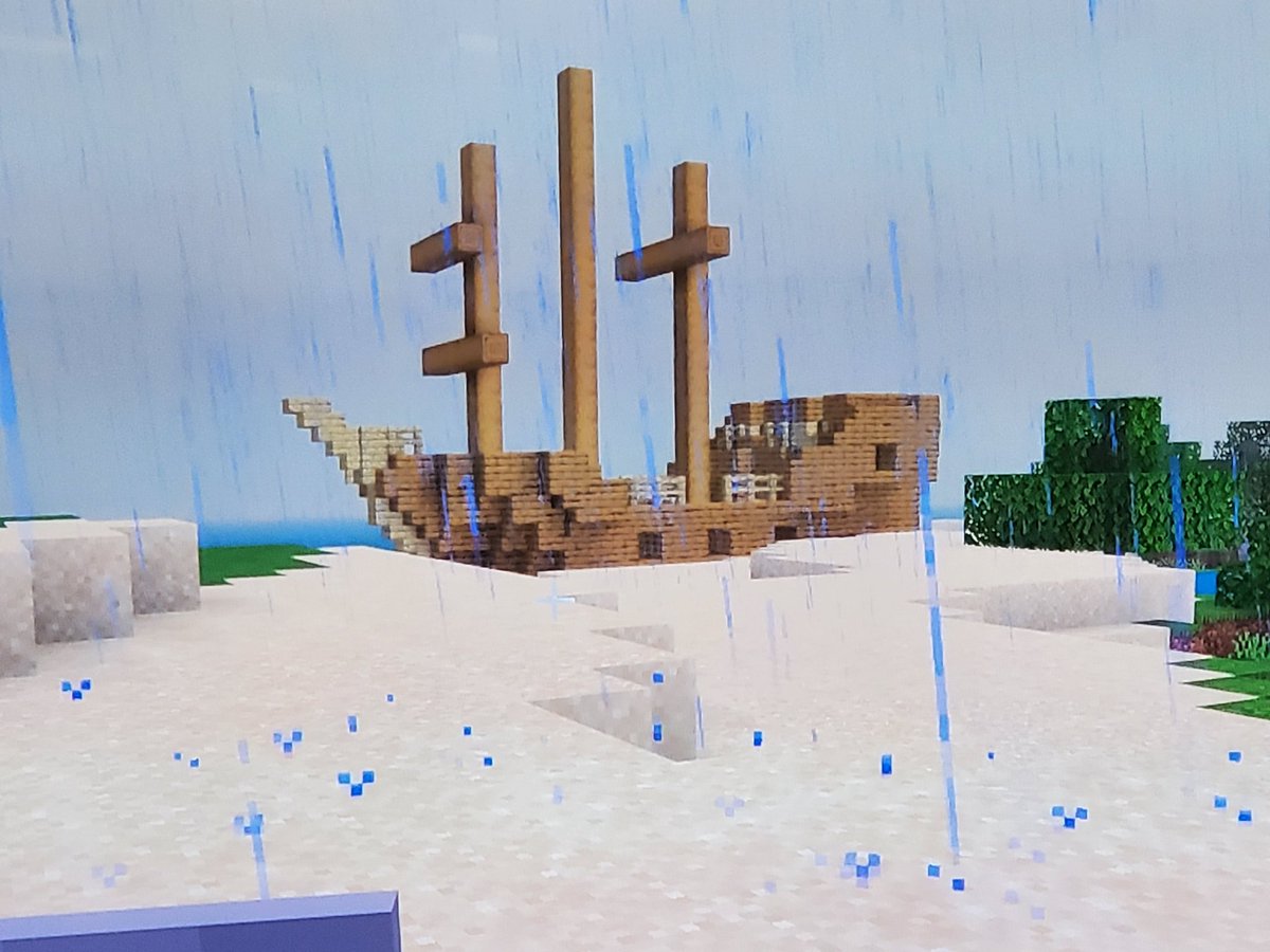 minecraft_coro's tweet image. 🆕️マイクラ99日目🛥️
陸に完全体の状態の難波船！？初めて見つけました！
宝の地図のありかが海の中で探せなかったのが残念…悔しい(*&amp;gt;д&amp;lt;)
#マインクラフト
#マイクラ統合版