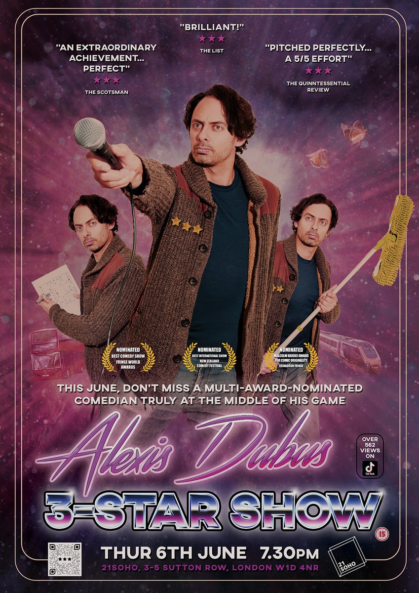 London, don't worry, the 3-Star goodness is coming your way. Thursday 6th June, 7.30pm at <a href="/21Soho/">21Soho</a>.
Tickets available now.
tickettext.co.uk/FPBPWhKucv