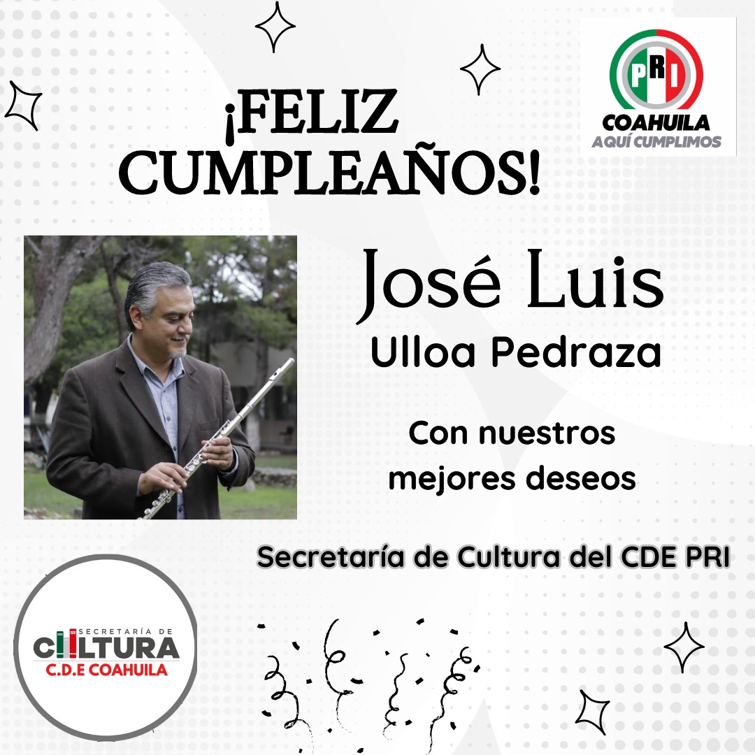 PRICoahCultura's tweet photo. Enviamos nuestra felicitación, a nuestro buen amigo @jlUlloaP, destacado músico y un gran talento coahuilense.

Le deseamos siempre lo mejor, ¡reciba un fuerte abrazo!

#ManosQueTrabajanPorLaCultura
#PRICoahuila https://t.co/7Uh33imLc9