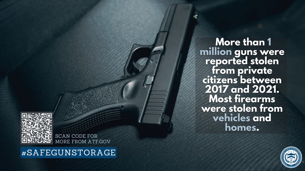 If you travel with a firearm, there may be times when you need to leave it in your vehicle. To ensure it's safe from theft, use a gun lock or lock box in your car and remember to bring it inside when you return home. Learn more at atf.gov/firearms/docs/…. #SafeGunStorage