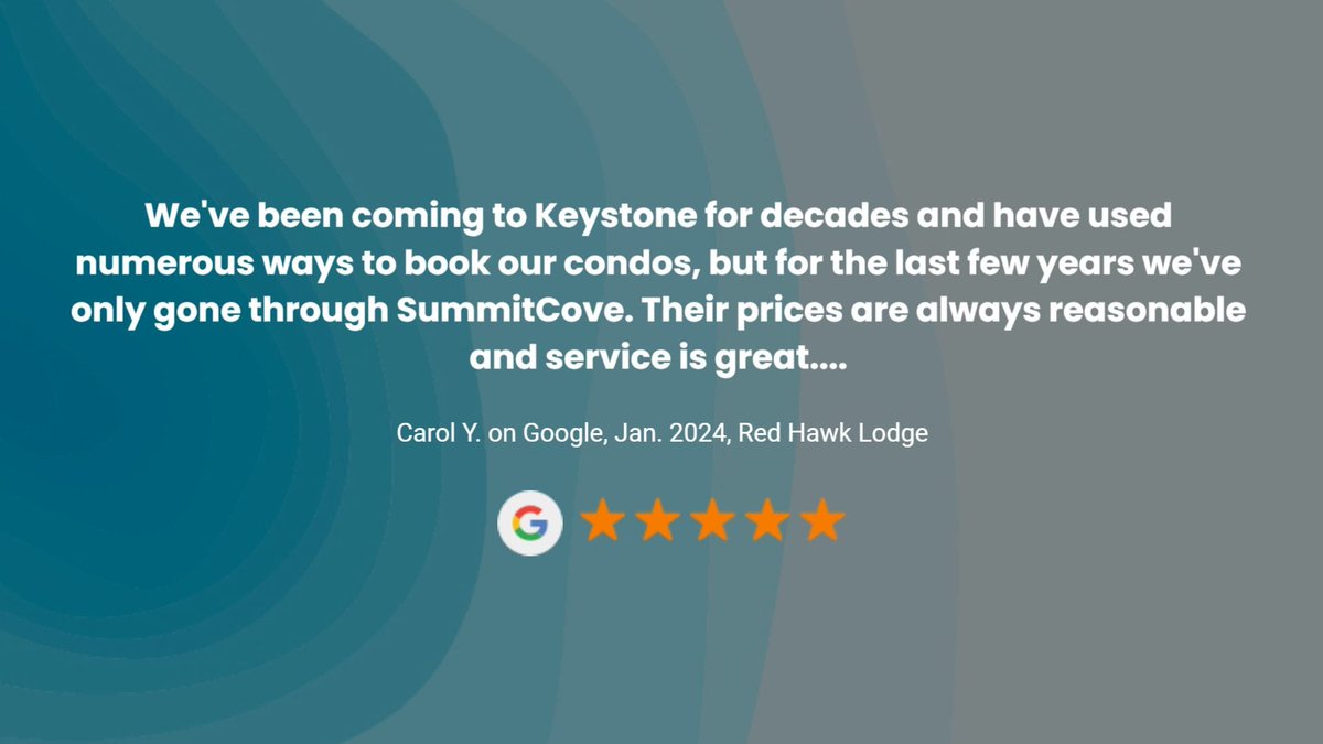 skisummitcove's tweet image. Thank you, Carol for leaving us a review.
Read full review: birdeye.cx/q6i4ra
.
.
#visitkeystone #riverruncondos #redhawklodging #summitcovelodging #keystoneskiresort #skikeystone #vacationrentals