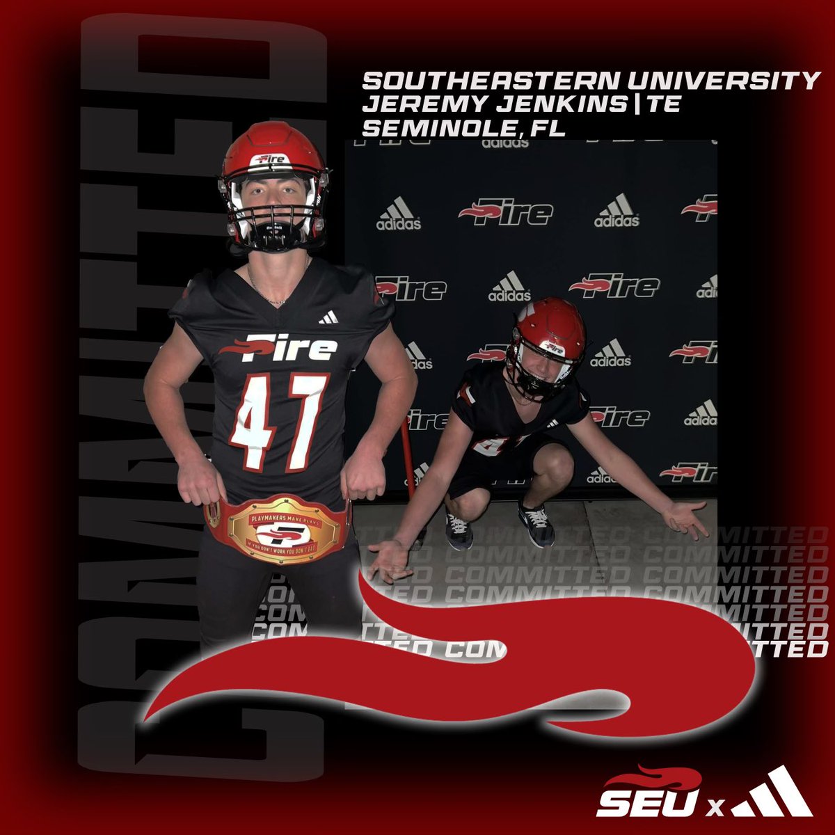 Blessed to officially announce that I’m committed to Southeastern University. Excited to continue my football journey. @OsceolaFHS_FB @Cody_Montgo13 @SEUFireFootball @Coach_Waugh