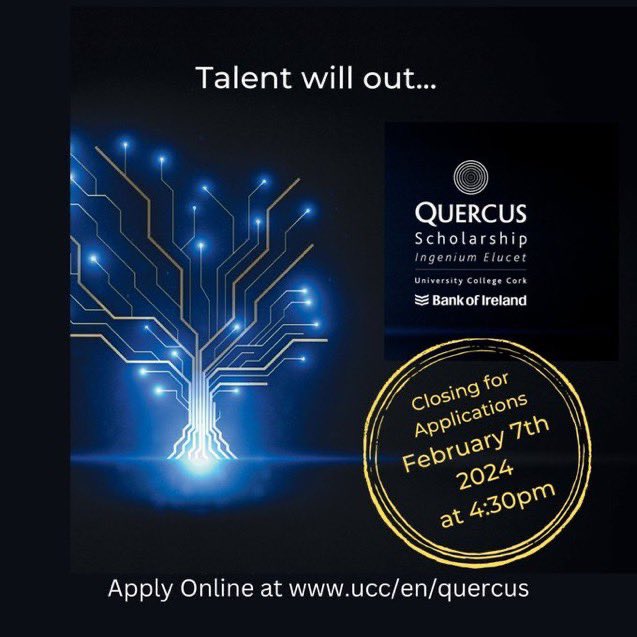 Closing date for <a href="/UCC/">UCC Ireland</a> Quercus scholarships is tomorrow at 4.30!!!