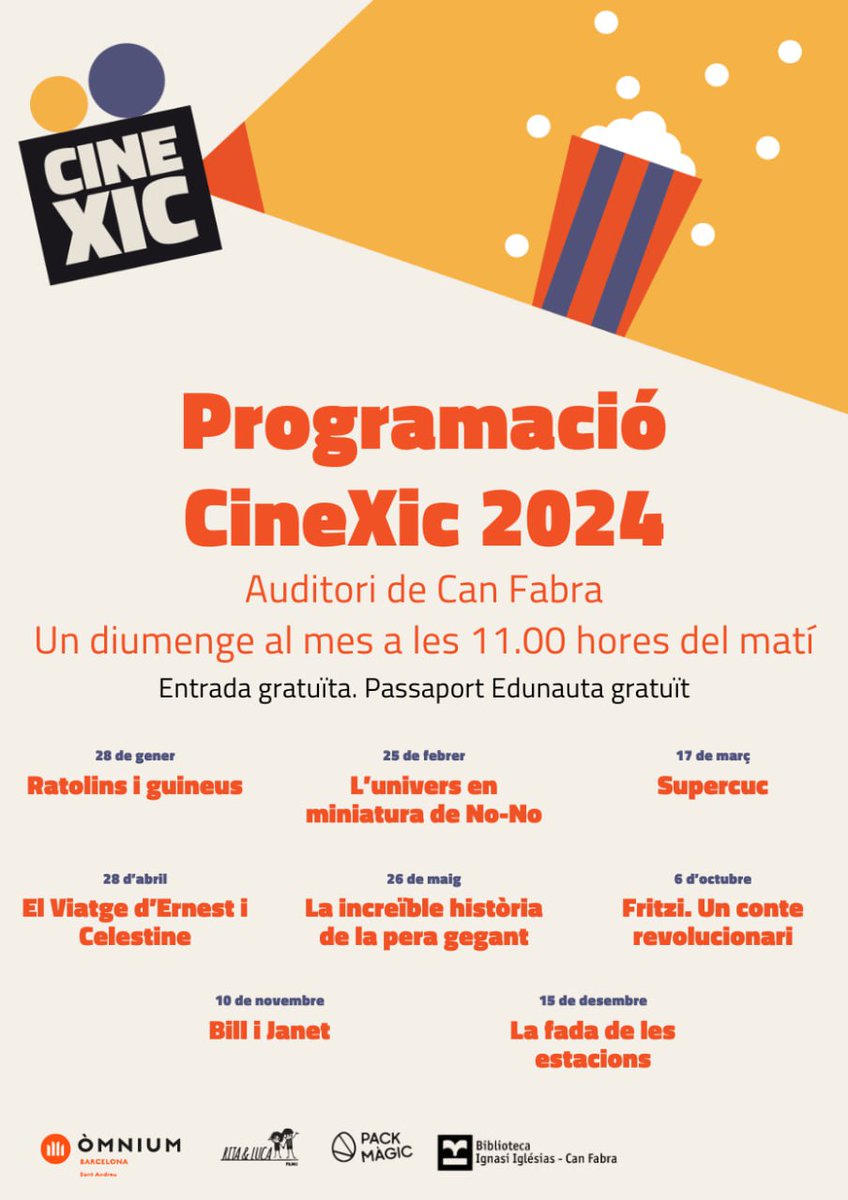 El proper diumenge torna el #CineXic, el cinema en català per als més menuts!

🎥 "L'univers en miniatura de No-No"
📍 Auditori de Can Fabra 
🕚 11h
📅 25 de febrer

#CineXic és una proposta d’<a href="/omnium/">Òmnium Cultural</a> per promoure l’ús social del català. 

#ComparteixElCatalà