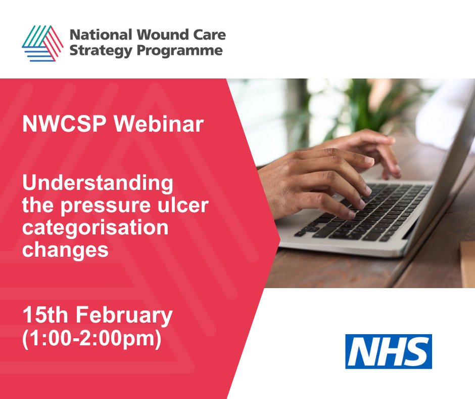 Our next webinar discusses the changes to the pressure ulcer categorisation process outlined in our recently published pressure ulcer recommendations: nationalwoundcarestrategy.net/nwcsp-webinar-… #PressureUlcers #TissueViability #WoundCare