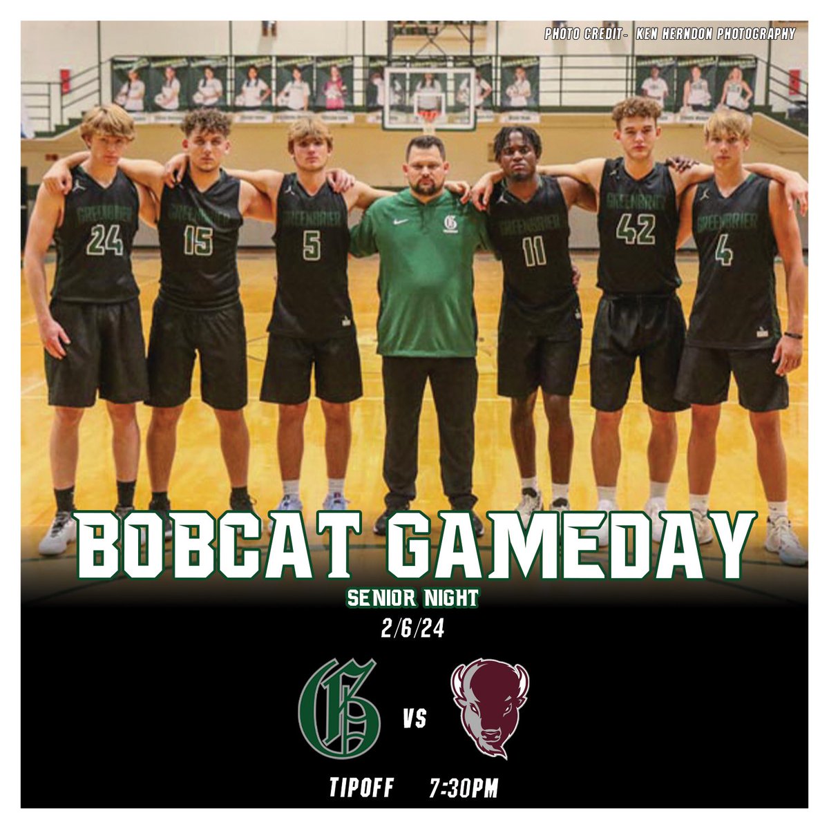 🟢🏀BOBCAT GAME DAY #24🏀⚪️
🚨SENIOR NIGHT🚨 
Come support our 6 seniors!!
🆚 <a href="/TheCampBball/">Station Camp Bball</a> STATION CAMP
📍Greenbrier HS
⌚️G - JV 3:30 | B - JV 4:30 
      G - Var 6 | B - Var 7:30
📺<a href="/NFHSNetwork/">NFHS Network</a> 
<a href="/VoiceOfCatsTN/">Voice Of The Bobcats</a> 
<a href="/davidmwilson14/">David Wilson</a> 
<a href="/ConnectionRC/">The Connection</a> 
<a href="/MainStreetPreps/">Main Street Preps</a> 
<a href="/sports_bk/">Blaine Kellar</a>
