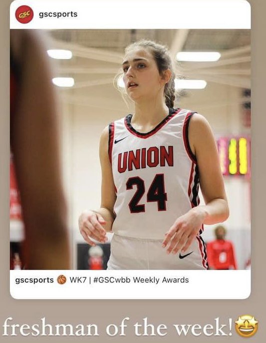 STARZ 2023 NIKE EYBL grad 5-11 OLIVIA LEE is having a GREAT 1st Season at Top 5-ranked D2 Union University in her hometown of Jackson TN! She has won FRESHMAN of the WEEK in the GSC! Congrats to @Lee22Olivia! 👏 Go STARZ! ⭐️