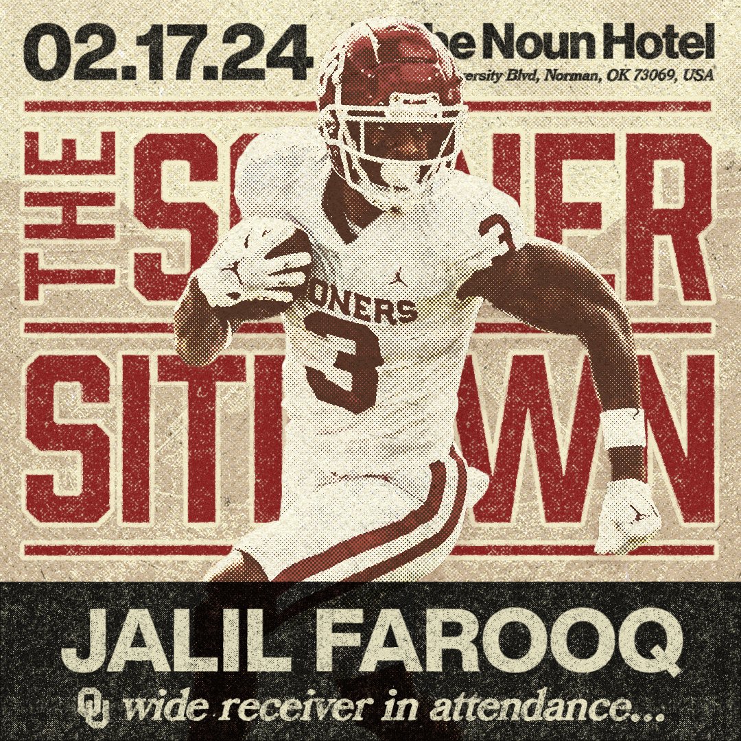Red Dirt Media (@reddirtmediaco) on Twitter photo Have dinner and meet your favorite OU football players at the Sooner Sitdown event in Norman on February 17th!!!
Excited to announce that <a href="/jalilway_/">JALIL FAROOQ</a> will be joining ๐ฅ
Full list of former and current players includes:
<a href="/nicanderson04/">Nicholas Anderson</a>
<a href="/KadenJHelms/">Kaden Helms</a>
<a href="/KipLewis9/">Kip Lewis</a>
<a href="/TheJaydenGibson/">Jayden Gibson</a> Have dinner and meet your favorite OU football players at the Sooner Sitdown event in Norman on February 17th!!!
Excited to announce that <a href="/jalilway_/">JALIL FAROOQ</a> will be joining ๐ฅ
Full list of former and current players includes:
<a href="/nicanderson04/">Nicholas Anderson</a>
<a href="/KadenJHelms/">Kaden Helms</a>
<a href="/KipLewis9/">Kip Lewis</a>
<a href="/TheJaydenGibson/">Jayden Gibson</a>