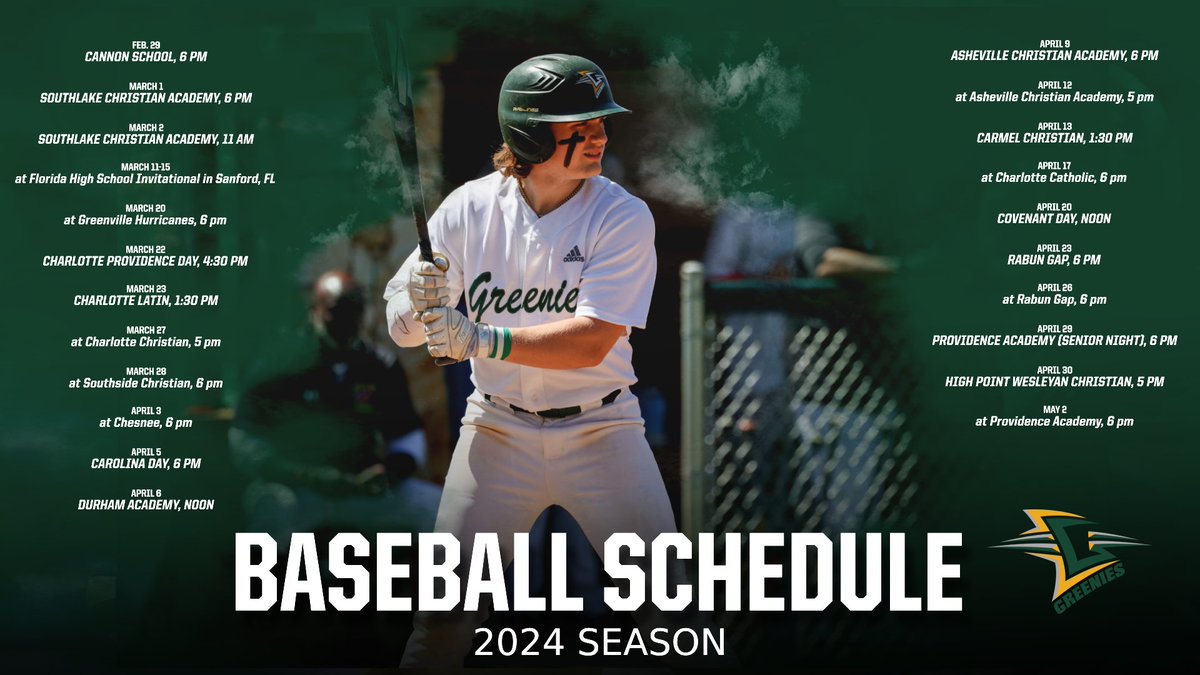 13 home games highlight the 2024 varsity baseball schedule for Jakob Iwanek '24 and Christ School. #GoGreen