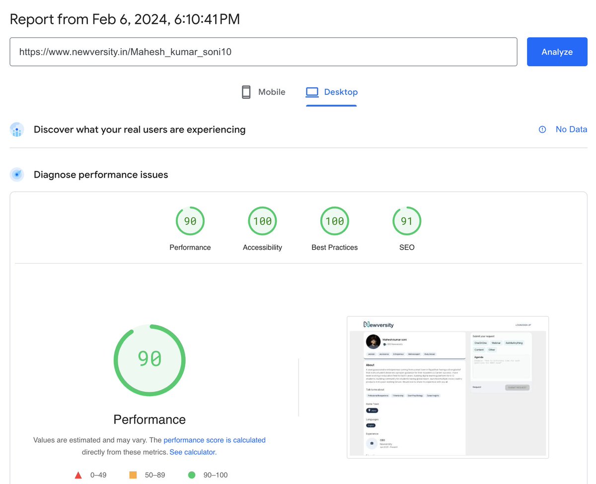 harshit__hp's tweet photo. 🚀 leveled up my skills with SSR and hybrid rendering optimization
Excited to share that I've dived deep into mastering server-side rendering (SSR) and hybrid rendering techniques. Leveraging Next.js, I've honed my ability to boost performance  &amp; SEO
#Nextjs #reactjs #javascript https://t.co/jtAMYmv73s