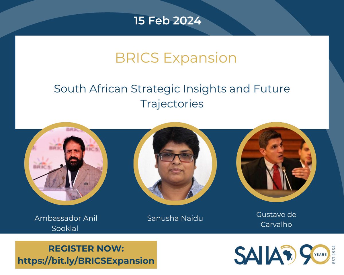 🚨 Join us for an engaging online conversation on the recent expansion of BRICS under South Africa’s leadership. Experts will unpack the achievements and challenges of South Africa’s #BRICS Presidency in 2023 and explore expectations for Russia's presidency in 2024. 📍Register…