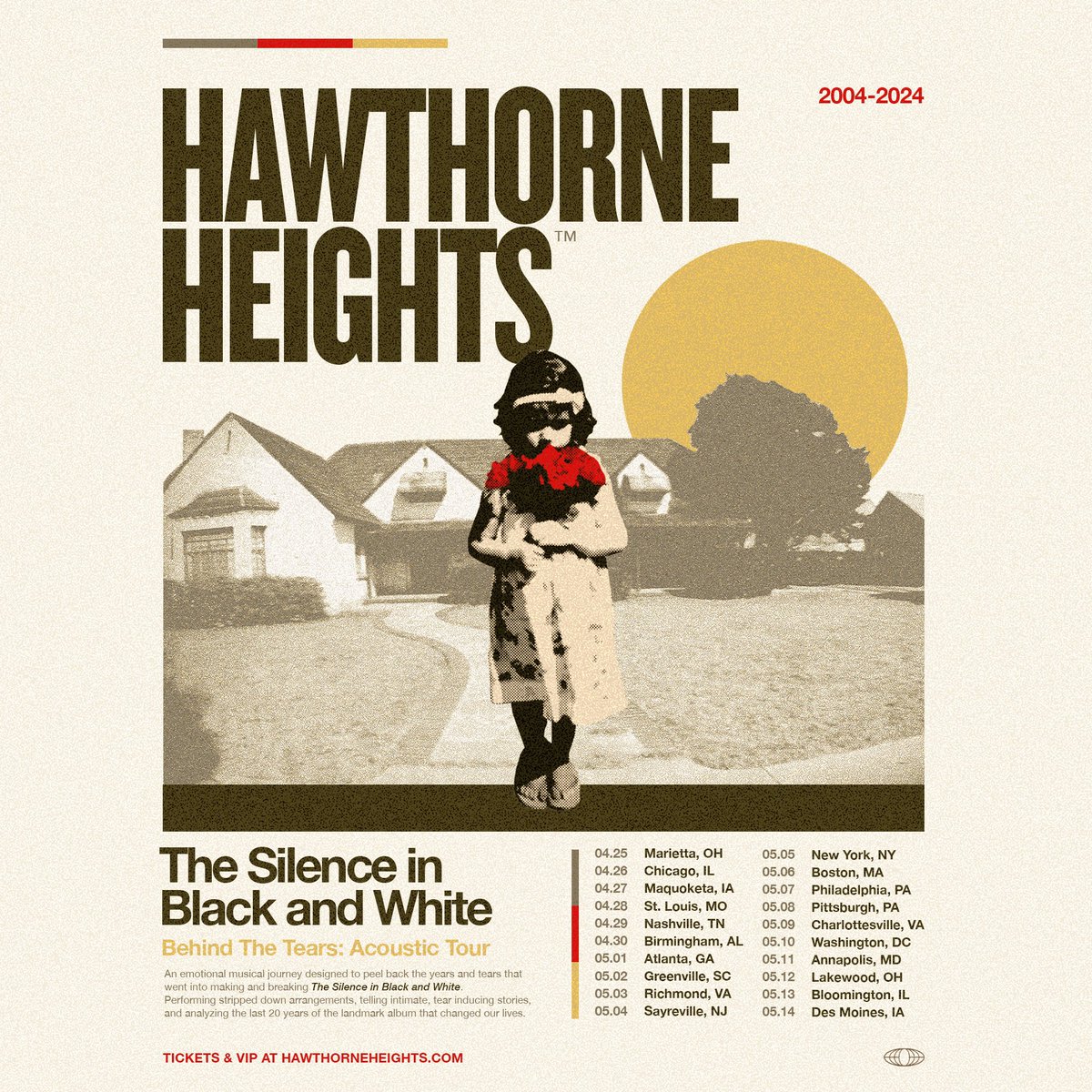 HawthorneHgts's tweet photo. 20 YEARS of The Silence in Black and White 🥀

We’re hitting the road for our Behind The Tears (Acoustic Tour). Come join us as we take an emotional journey into the making &amp; breaking of our record. 

VIP is ON SALE NOW.
General on sale Friday 10AM local - https://t.co/5MiaZdybc6 https://t.co/3QaJiFWyJq
