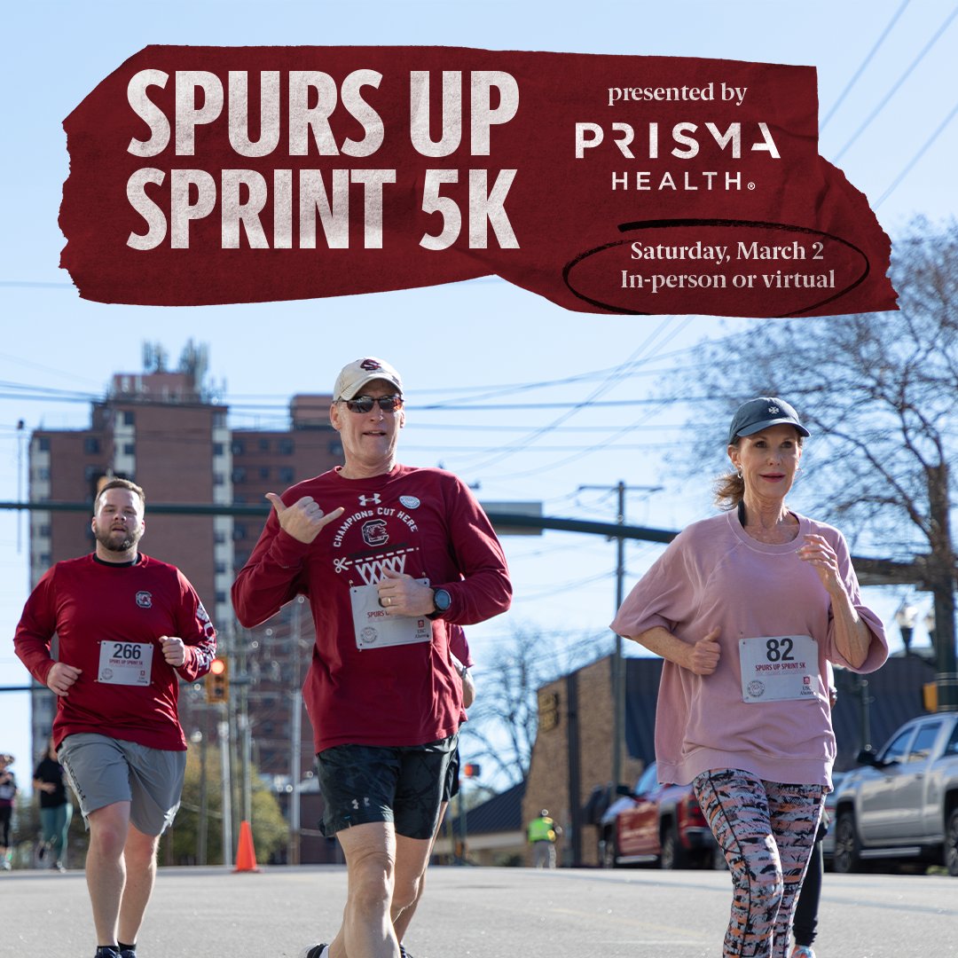 UofSCGC's tweet photo. Don't miss your chance to sprint for a cause! Sign up for Spurs Up Sprint presented by Prisma Health before prices increase on February 15th. Your participation will help support student scholarships. Sign up now and make a difference in a student life!
#spursupsprint https://t.co/oU4FTrs4KM
