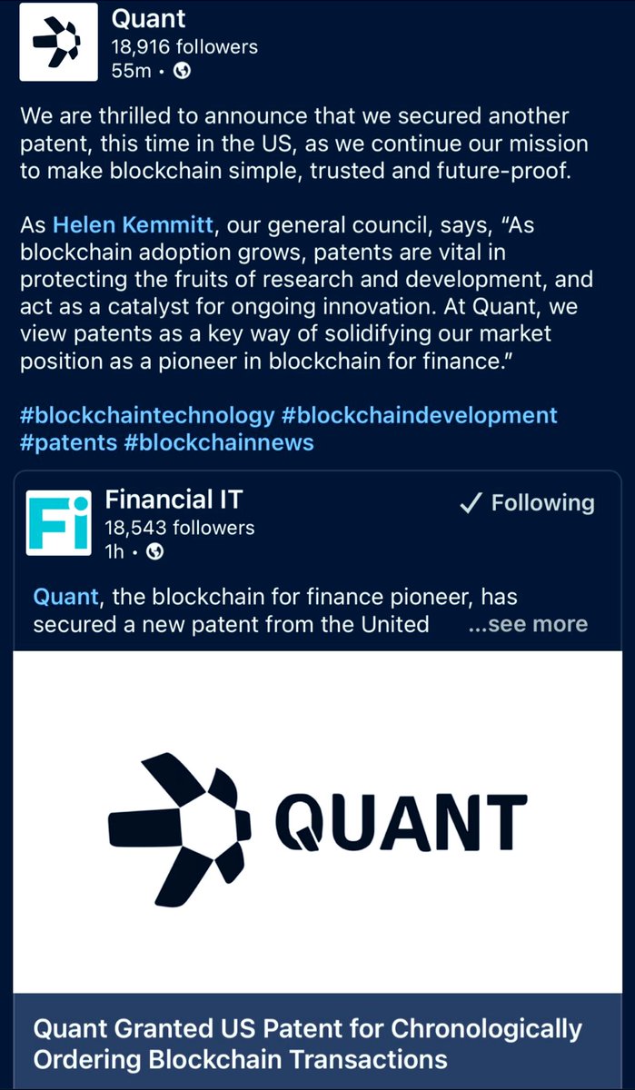 🚨 JUST IN: QUANT $QNT SECURES NEW U.S. PATENT CONNECTING DLTs !!👀📈

💥 $QNT scored big with this US patent approval, unlocking the power to seamlessly order transactions across multiple diverse blockchains. 🌐💡 

Got multiple DLTs? $QNT is your go-to solution for keeping…