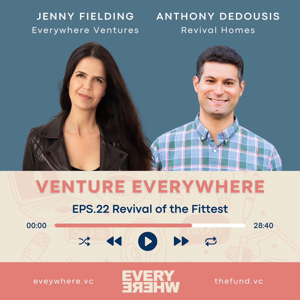 ON AIR: Venture Everywhere #Podcast EPS 22🎙️ Revival of the Fittest with <a href="/anthonydedousis/">Anthony Dedousis</a>, CEO of <a href="/revivaladu/">Revival Homes</a> &amp; <a href="/jefielding/">Jenny Fielding</a> of <a href="/EverywhereVC/">Everywhere Ventures</a>!   
🎧Listen now: 
🍎 Apple tinyurl.com/ys9n3dht
💚 Spotify tinyurl.com/2x4jdbhu 
🗒️ Transcript at ideas.everywhere.vc/s/podcast