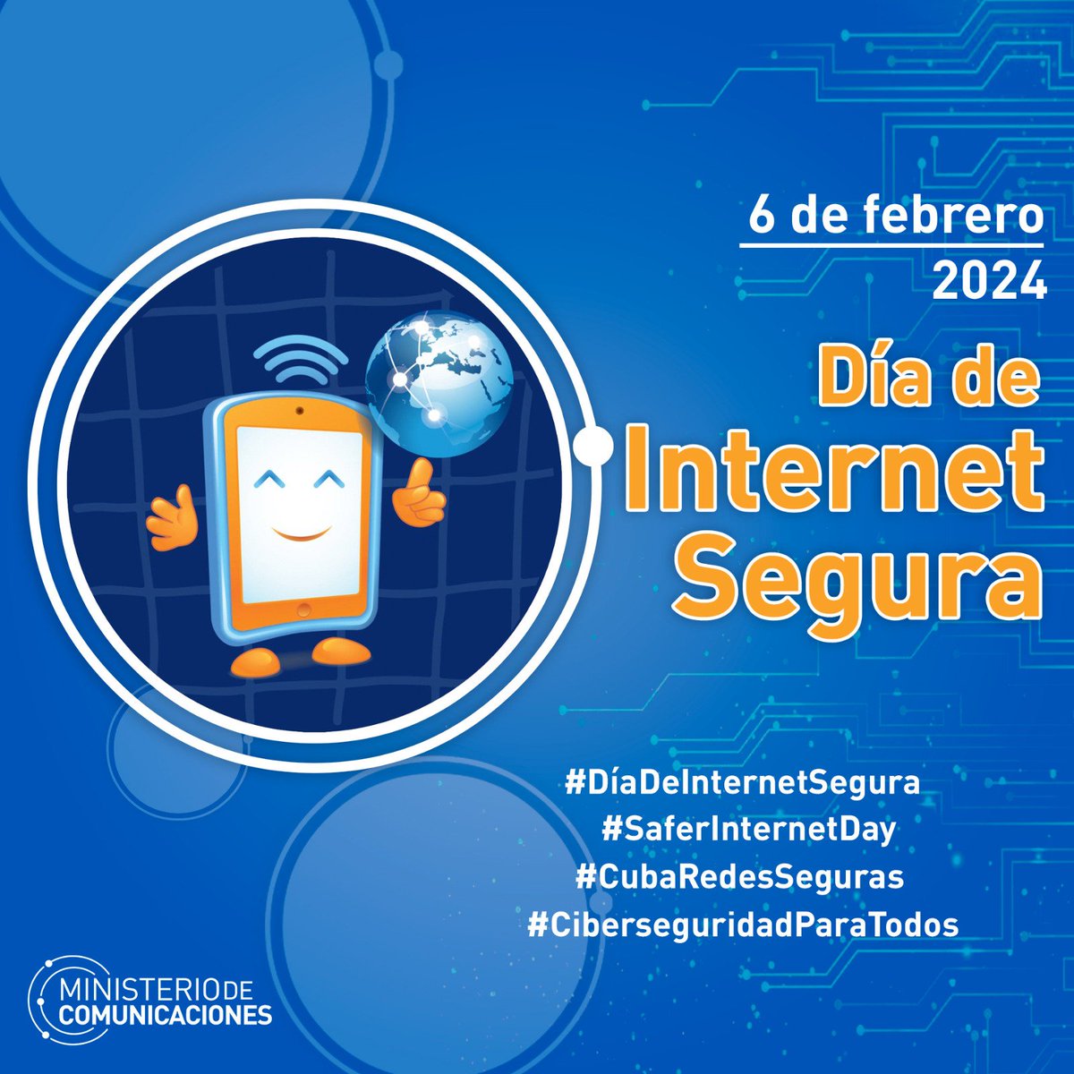 #DiaInternetSegura. Este día no solo pretende la creación de una Internet más segura, sino de una Internet mejor, que se convierta en un espacio en el que hagamos uso de las tecnologías de manera responsable.
#CiberseguridadParaTodos, será el tema que promoveremos desde #Cuba.