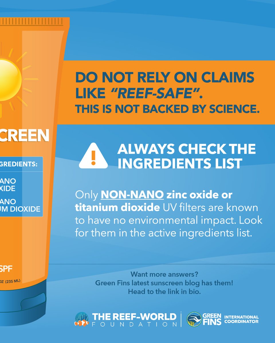 🪸☀️ Are 'reef-safe sunscreens' really reef-safe? To answer your questions about sunscreen, check out Green Fins latest blog 👇 greenfins.net/blog/reef-safe…