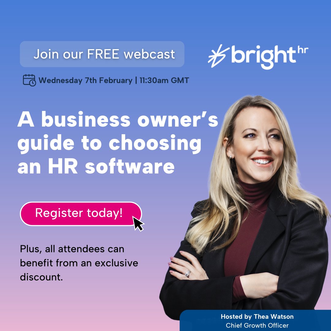 Did you know, that 55% of SME's in the UK don't currently use HR software? 💻

This means that over half of small businesses are currently missing out on vital support and advice which can be crucial to growth and success 🌱

Join our Chief Growth Officer, <a href="/Thea__Watson/">Thea Watson</a>  tomorrow