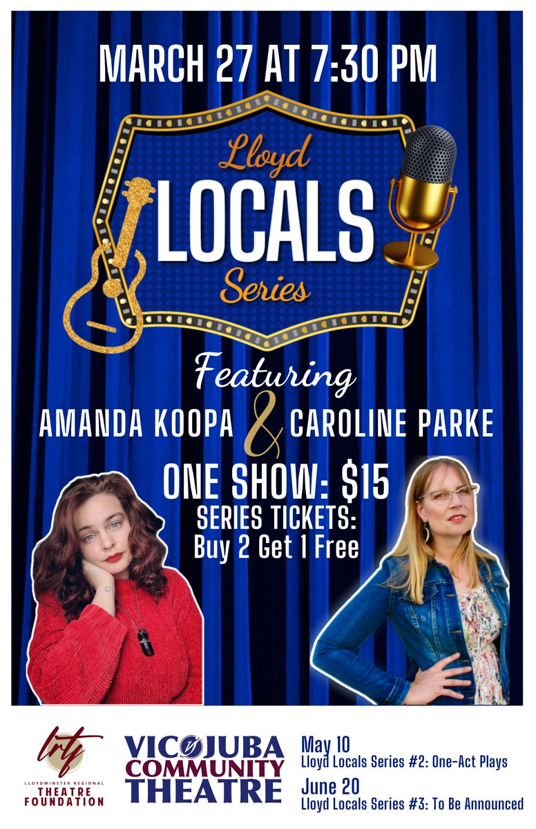 I'm really looking forward to this event in March with <a href="/amandaonline/">AmandA Koopa</a> BIG THANKS to the <a href="/lrtfoundation/">Lloydminster Regional Theatre Foundation</a> for organizing this project!! For tickets vicjubatheatre.ca/lloyd-locals-s…
