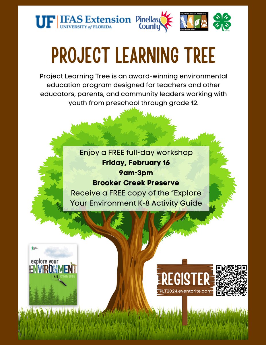Pinellas_Ext_NR's tweet photo. Want to make learning fun? Want to get youth outside? Nature is all around us, let's explore! We will be doing a FREE Project Learning Tree @PLT Workshop at Brooker Creek Preserve on Friday, February 16th. Please share! Register here: https://t.co/NqQ2yw3yCX #environment #teacher https://t.co/UMFg41DI1M