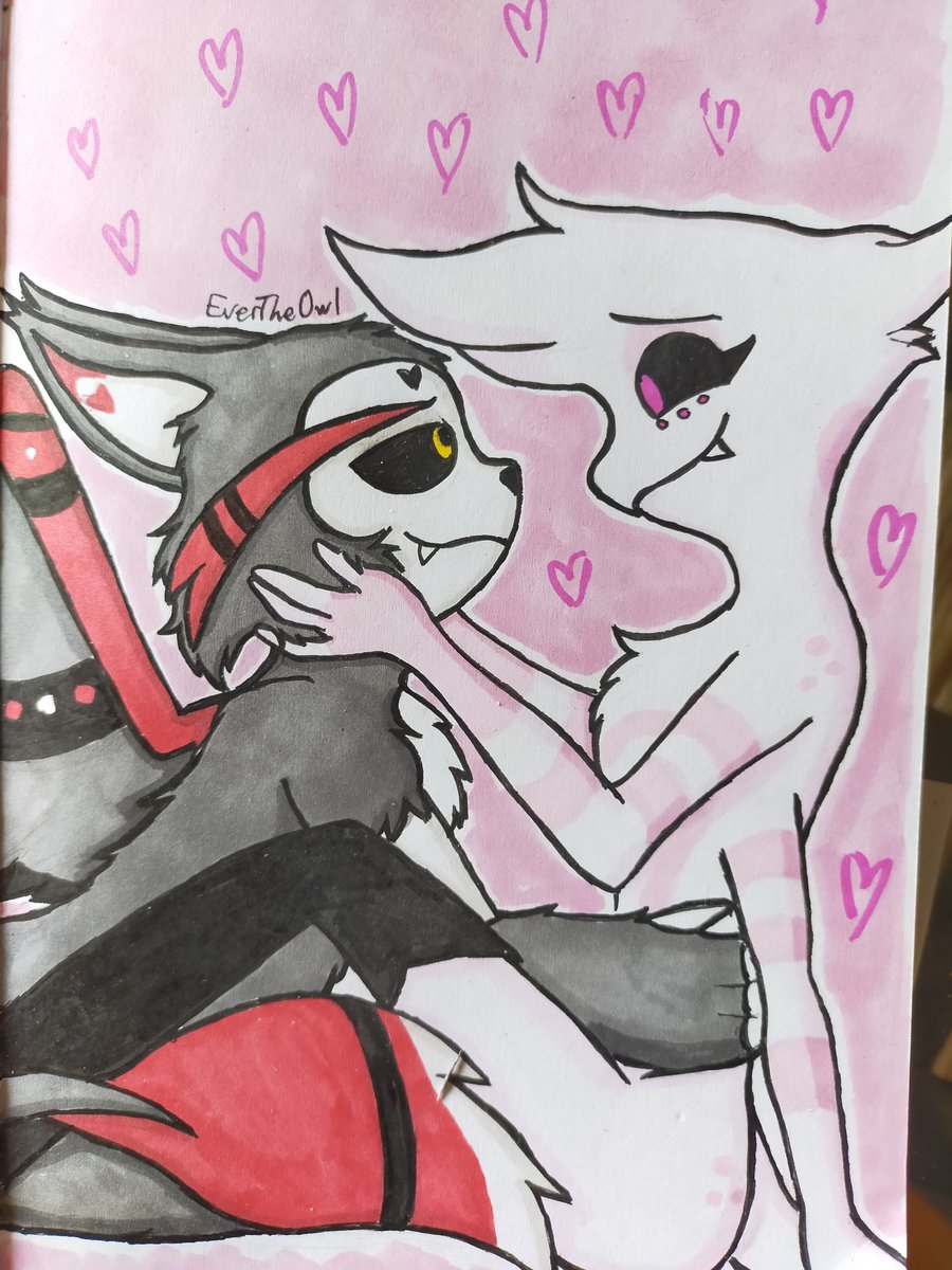 EverTheOwl's tweet photo. We're both losers, baby 🐈‍⬛🕸️💖

I'm so normal about them I had to dedicate two full color pages to the losers

#huskerdust #hazbinhotel https://t.co/YnbvVnWQPD