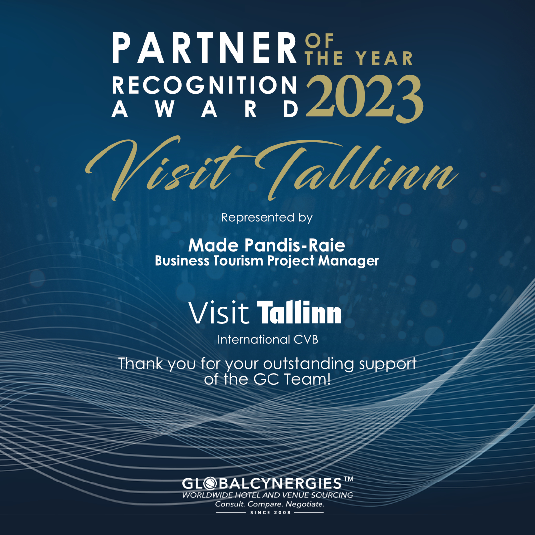 GlobalCynergies's tweet image. Congratulations to our partner Visit Tallinn and Made Pandis-Raie in recognition of the Partner of the Year Award 2023 - International CVB.  Thank you for your outstanding support.  #GCRecognitionAwards23 #GCPreferredPartner @VisitTallinn