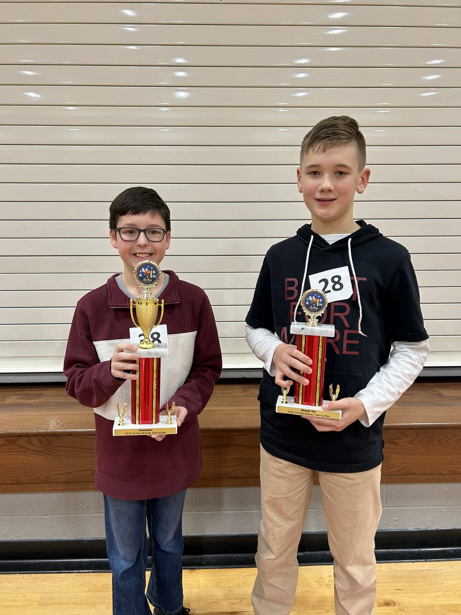 Congratulations to New Bremen Local 2024 Spelling Bee Champion, 6th grader, Emmitt Maurer and Runner-up, 7th grader, Myles Schmiesing! All participants did an awesome job! #NBdifference #2024spellingbee