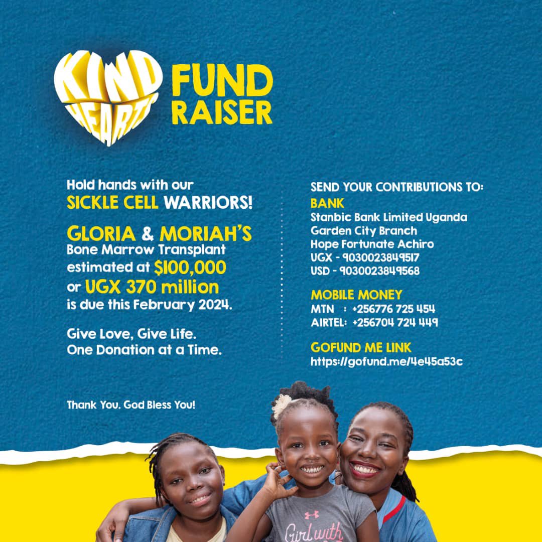 HopeFortunate's tweet photo. Update: We’ve so far collected 30% of the UGX 370 million required for Bone Marrow Transplants for my daughters Gloria and Moriah. #SickleCellWarriors  

Help us hit the 100% mark to keep my children’s smiles &amp; dreams alive. 

Thanks &amp; God bless you 🙏🏽 https://t.co/JsQq0Zmzpk
