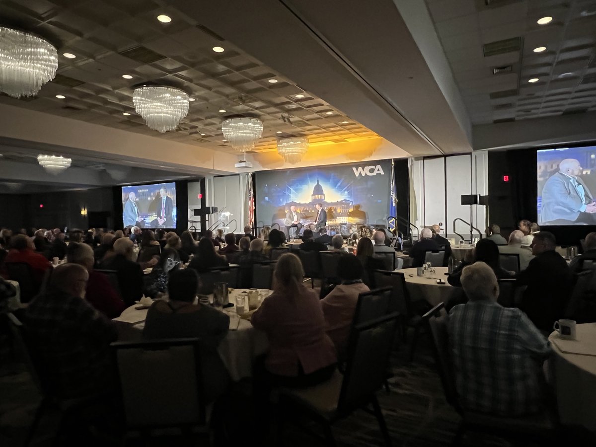 WisCounties's tweet photo. The 2024 WCA Legislative Conference is underway in Madison, kicking off with a sit down with @NACoTweets Matt Chase and #WisCounties Mark O'Connell. #WCALegConference https://t.co/mtXydRURG2