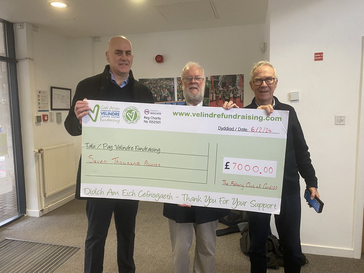 Proud to have been part of the <a href="/CardiffRotary/">Cardiff Rotary Club</a> who helped raise £7000 for <a href="/Velindre/">Velindre Cancer Centre Fundraising</a>. 
With thanks to some of our <a href="/CSSC_Official/">CSSC</a> members 
Not sure the knees will take another <a href="/CardiffHalf/">Cardiff Half 🏴󠁧󠁢󠁷󠁬󠁳󠁿</a>  😳🏃‍♂️