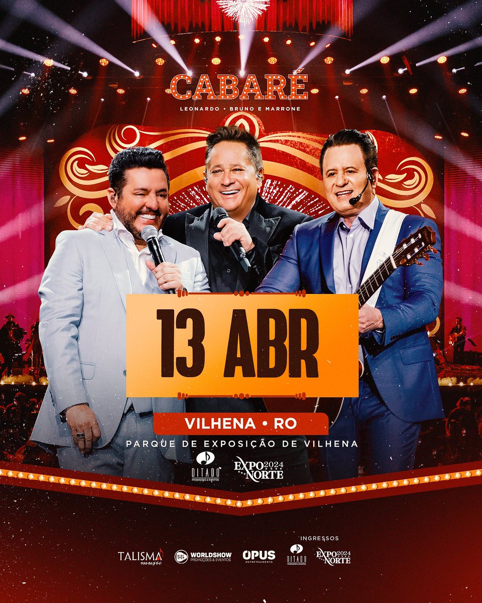 turnecabare's tweet photo. Olha o #CabareRouge chegando em Vilhena|RO📍
Dia 13|04 esperamos vocês no Parque De Exposições para fazer uma festa linda!
INGRESSOS DISPONÍVEIS no @baladapp 
.
.
.
#Cabare #LeonardoeBrunoeMarrone #Shows #Festas https://t.co/qzD76D2Yil