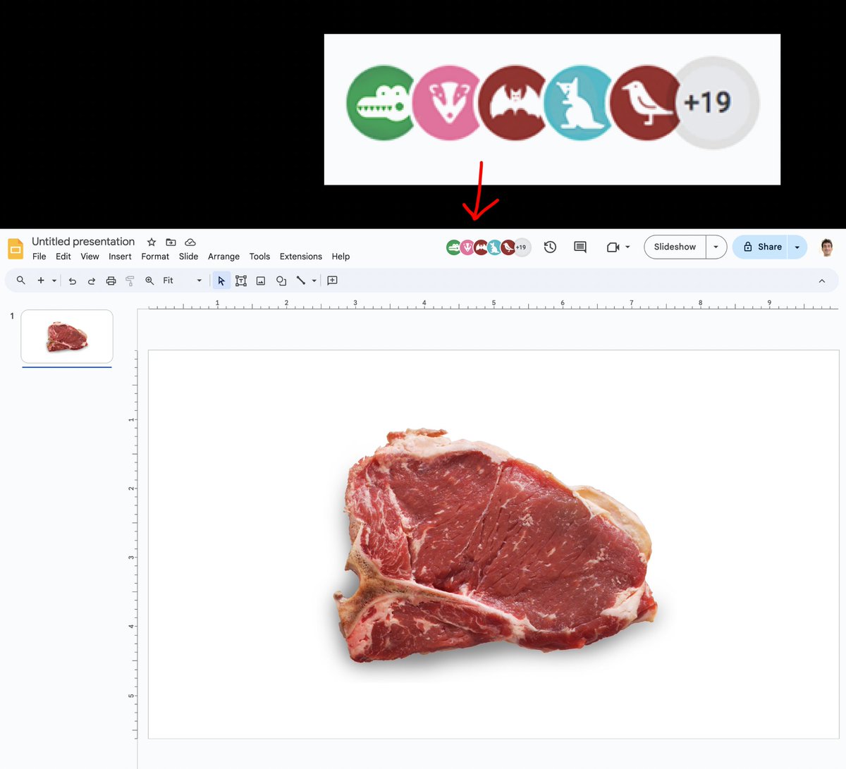 Put raw meat in a google slide and email it to your entire company. A bunch of animals will show up.