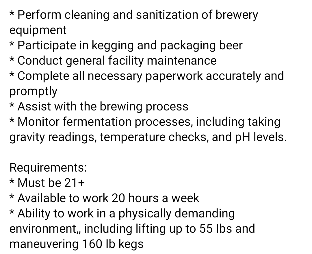 DeepBrew's tweet photo. 🗣️ NOW HIRING! 🗣️
#TeamDeep is growing, and we need to add a new member to our brewhouse crew!
Now hiring for: Cellar Level 1. This is an entry level position to our brewing team and roles and duties are outlined in Pic #2 below 👇.
(1) https://t.co/q8atqDB797