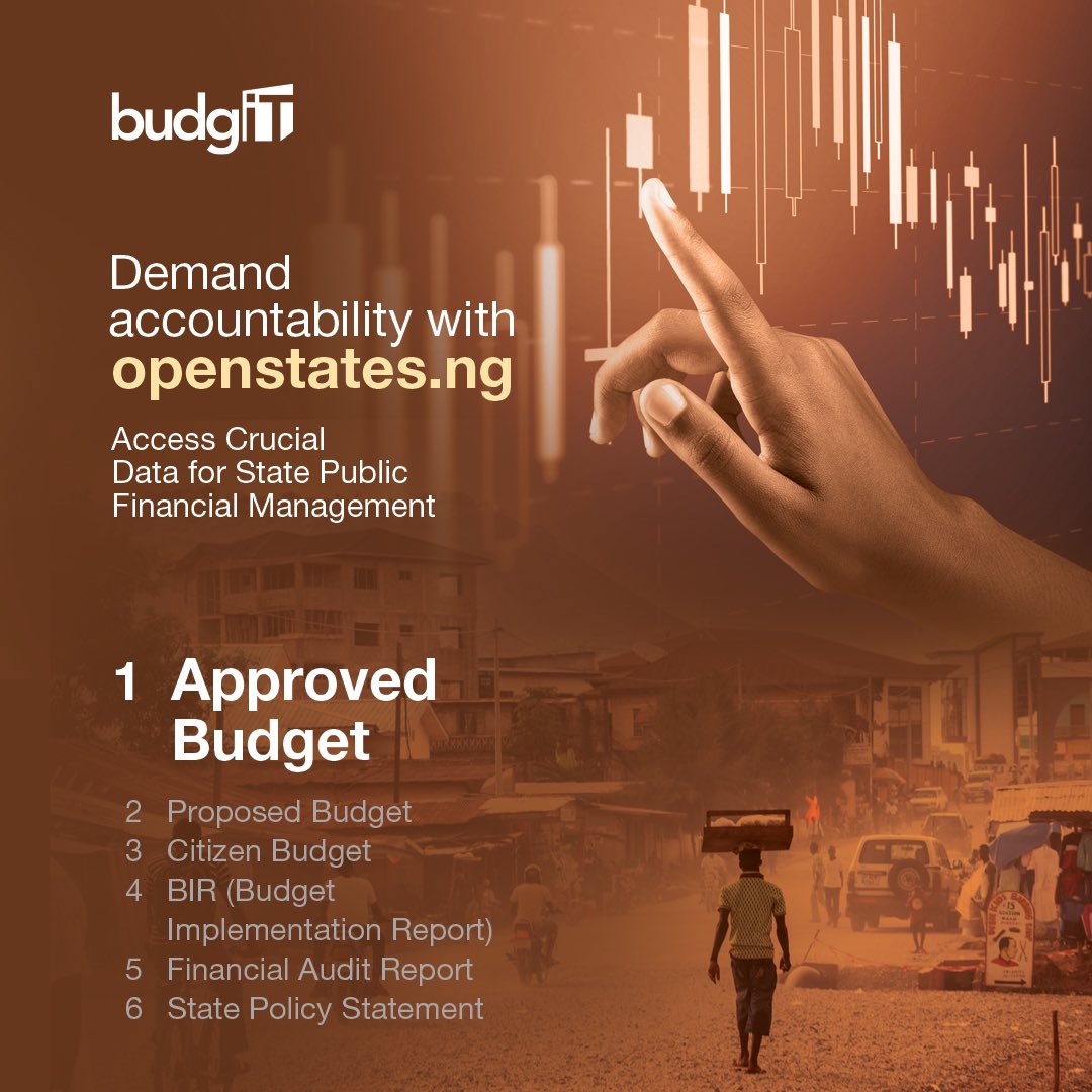 #ProductTuesday

Here is the full list of what you can do with our openstates website:

i. View and download the proposed budget for a fiscal year
ii. View and download the approved budget for a fiscal year
iii. Citizen Budget
iv. Budget Implementation Report
v. Financial Audit
