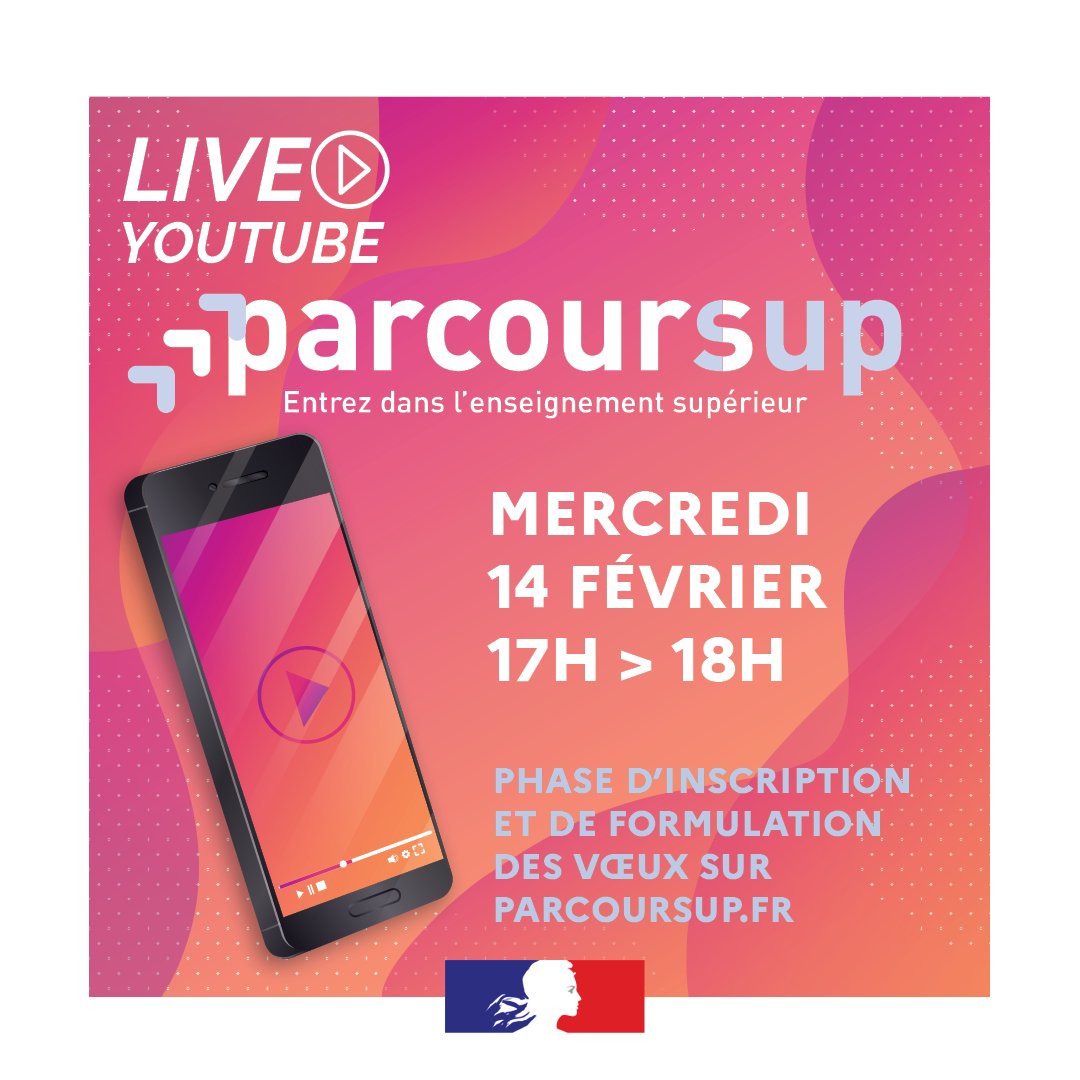 [Direct Parcoursup]

📆RDV mercredi 14 février à 17h pour un direct YouTube organisé par la <a href="/RA_BFC/">Région académique Bourgogne-Franche-Comté</a> à l'occasion de la phase d'inscription et de formulation des vœux sur parcoursup.

▶️youtube.com/watch?v=xtpl7G…