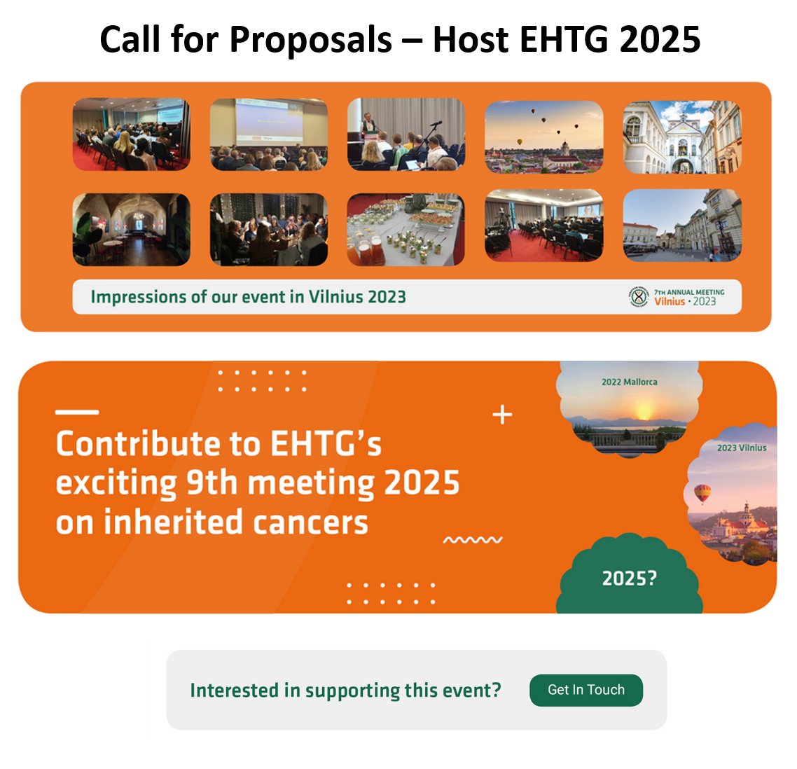 Hosting #EHTG 2025 in your city, how is that? We invite our member institutions to submit proposals to host F2F EHTG 2025 Meeting. If you want to commit to #hereditary #tumor research, please 👉 our website for submission guidelines and express your interest before Feb 10, 2024.