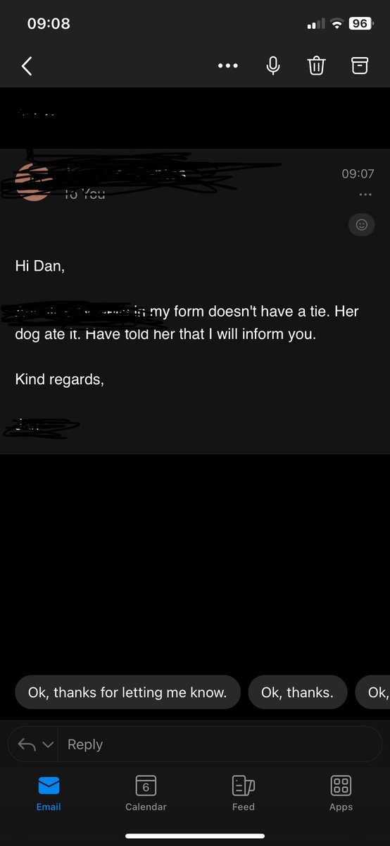 Dog ate my homework is an age old joke. Dog ate my tie is new one to me 😂