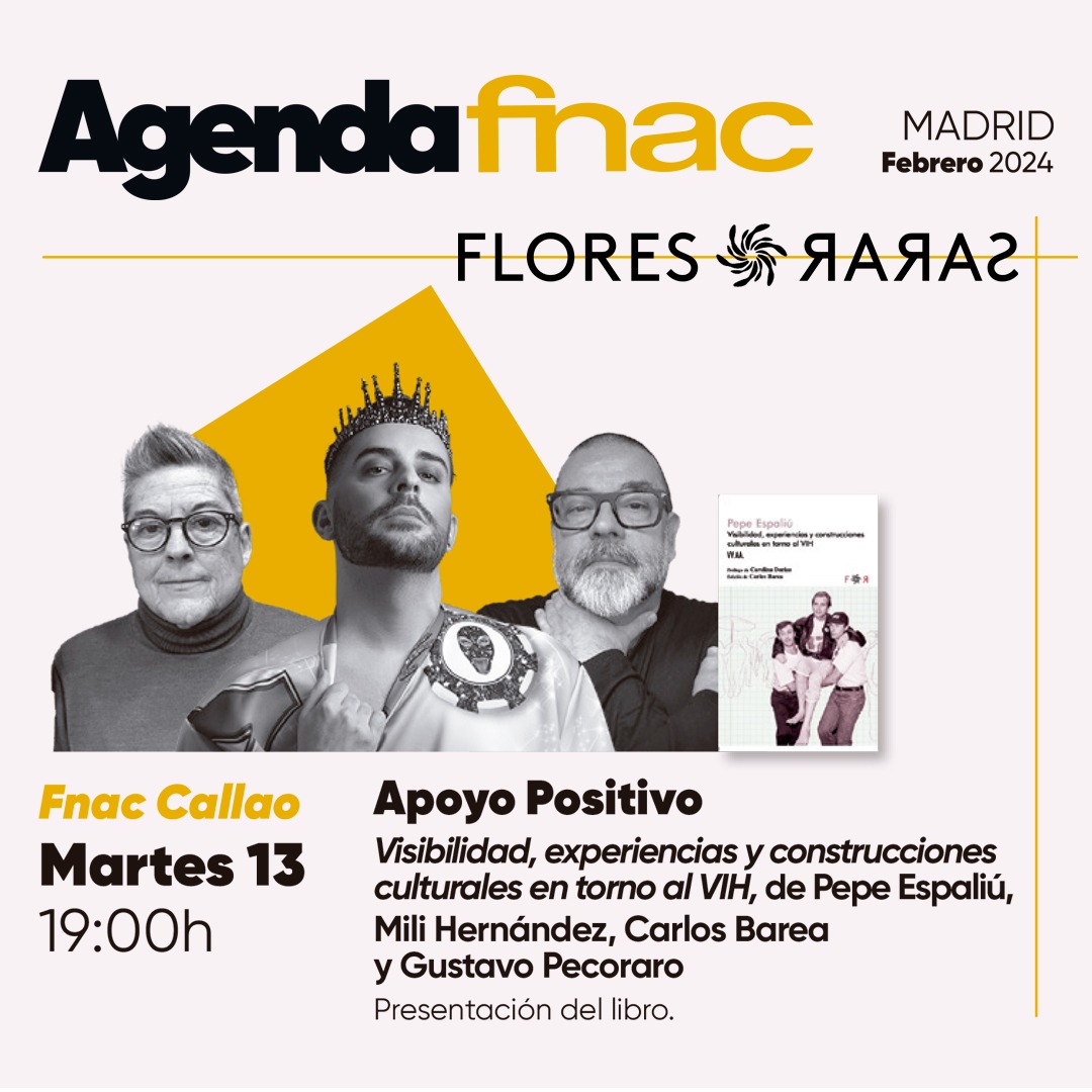 El próximo 13-02-24 tenéis una cita a las 19 h en <a href="/Fnac_ESP/">Fnac España</a> Callao: la presentación de #PepeEspaliú, visibilidad, experiencias y construcciones culturales en torno al VIH.

En el evento estarán los editores, <a href="/MiliBerkana/">mili hernández</a> y @carlosbareaf, y uno de los autores, <a href="/gustavopecoraro/">Gustavo Pecoraro 🇪🇸🏳️‍🌈🇦🇷 #LaPeco 💚🔻</a>.