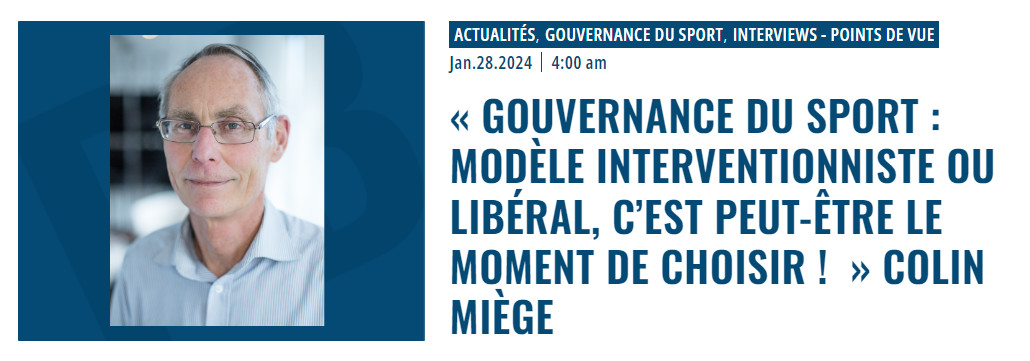 '#Gouvernance du #sport : modèle interventionniste ou libéral, c’est peut-être le moment de choisir !' 🤔 Un #article du Président de notre Comité Scientifique, Colin Miège ! 👇 patrickbayeux.com/actualites/gou…