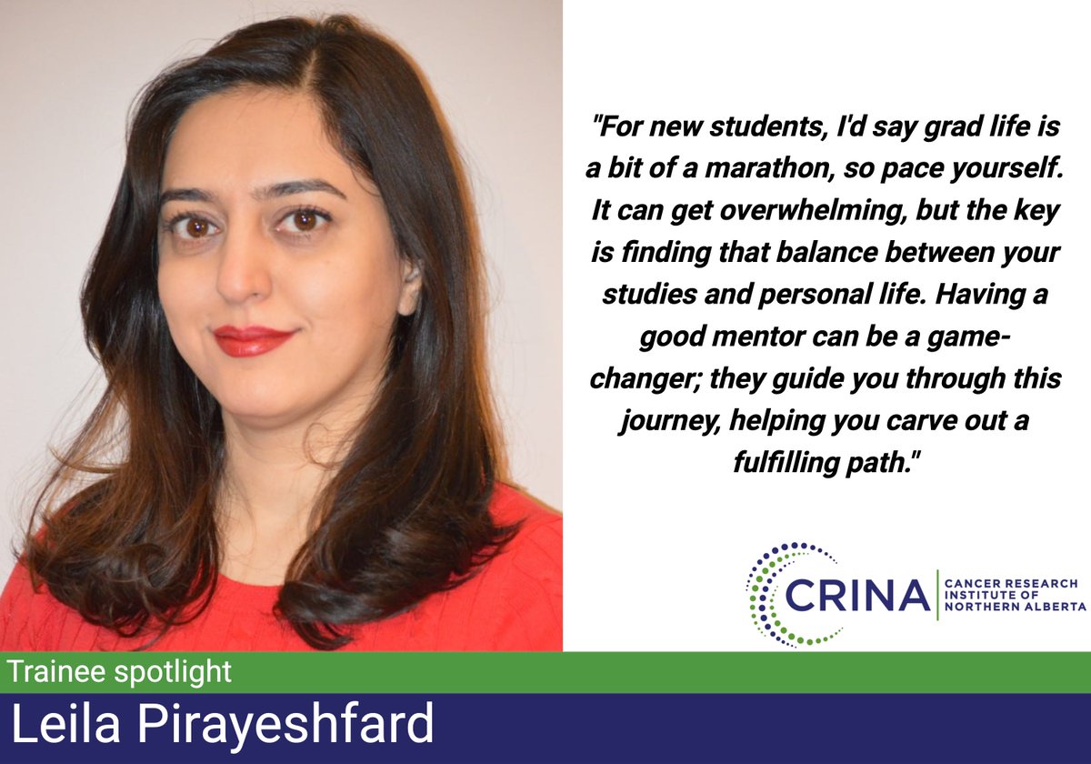 It's Trainee Tuesday! Get to know CRINA trainee Leila Pirayeshfard a 5th year PhD Candidate in Biochemistry. facebook.com/crinaualberta