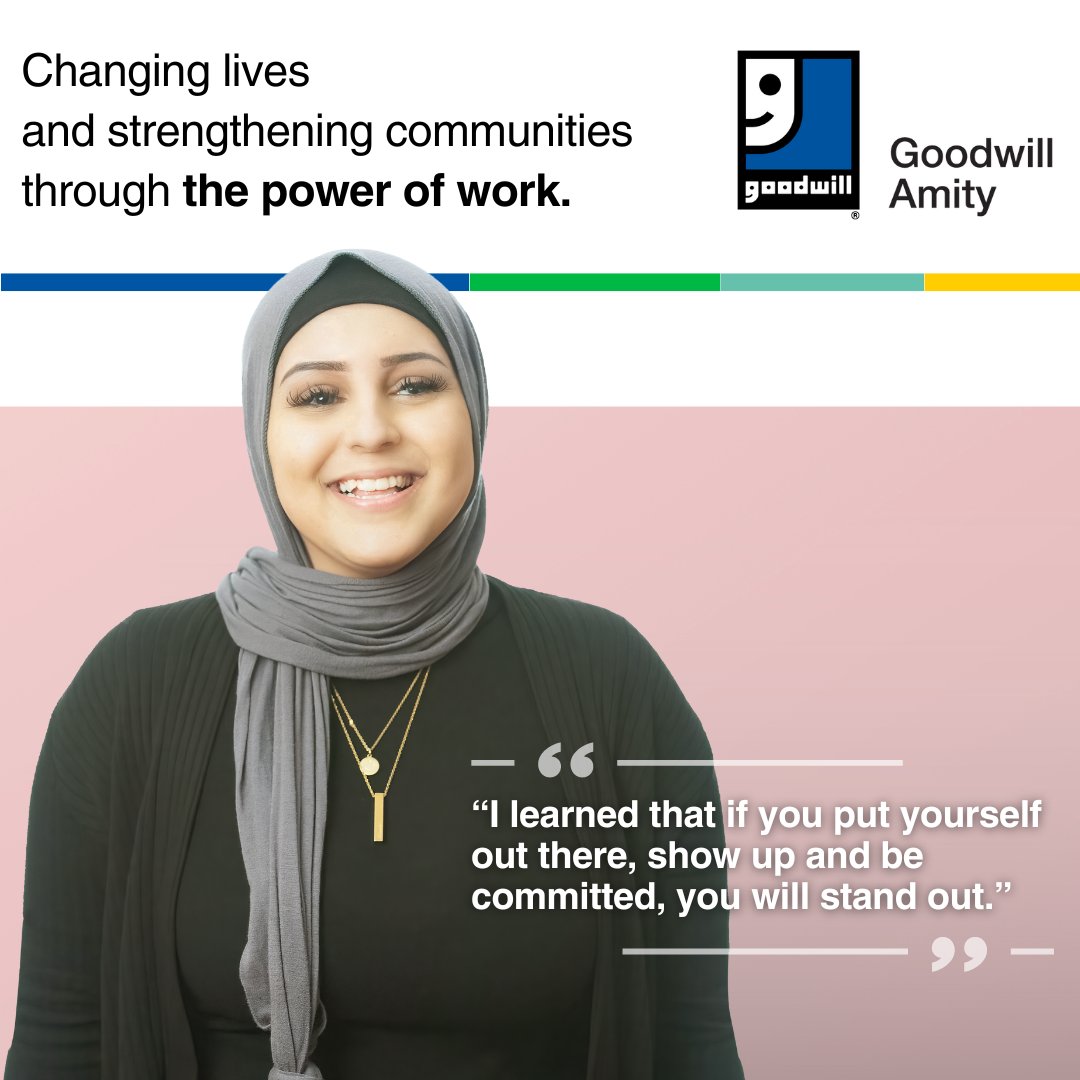 GoodwillAmity's tweet image. Nour was the first person in her extended family to go to university, graduating from McMaster just as the pandemic started. She wasn’t sure how to find a job and reached out to #GoodwillAmity for help.

Read Nour's full story on our website under "Our Profiles"
#PowerOfWork