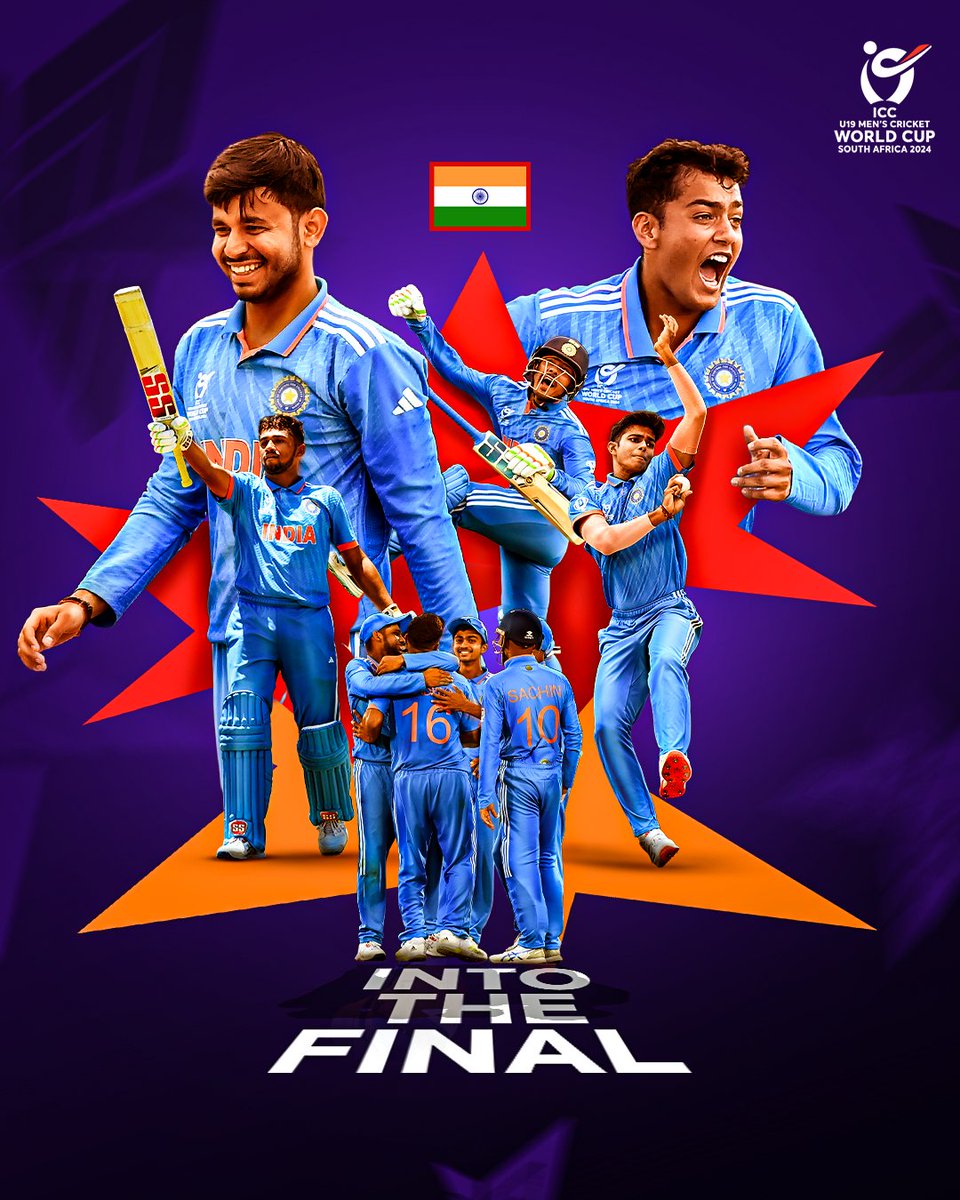 DPNewsWorld's tweet photo. #U19WorldCup

India into the final of Under19 WC. Won by 2 wicket against South Africa in the Neil biting match.
Congratulations to the young team.

#IndianCricket #Harda #MumbaiIndians #TaylorSwift #GRAMMYs #Under19 #Australia #SouthAfrica #Congratulations #PoonamPandey https://t.co/zZjo7DGPrp