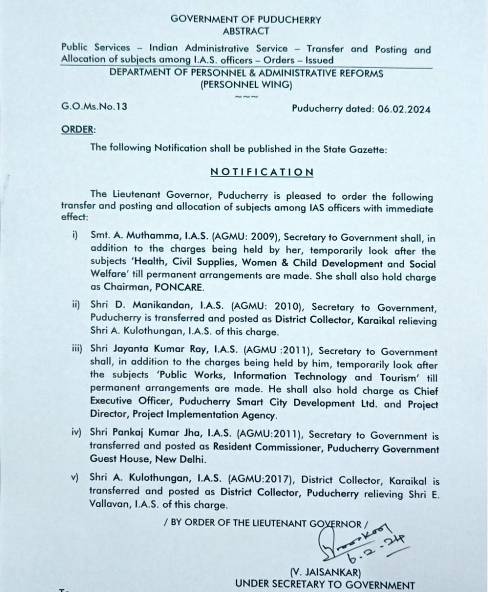 Debjani_TNIE's tweet photo. New secretaries posted in  Puducherry after reshuffle of subjects on Tuesday. @NewIndianXpress @xp https://t.co/sBIW6iSSJH