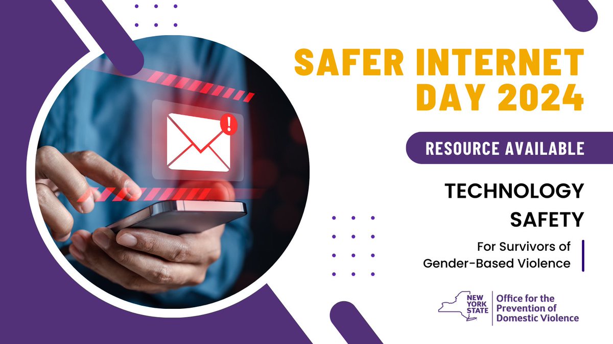 NYSOPDV's tweet photo. Today is #SaferInternetDay! Learn how to protect yourself and loved ones from #TechFacilitatedAbuse by using our Technology Safety Guide: https://t.co/sDlqUOKMrl https://t.co/xdY8CGFTMB