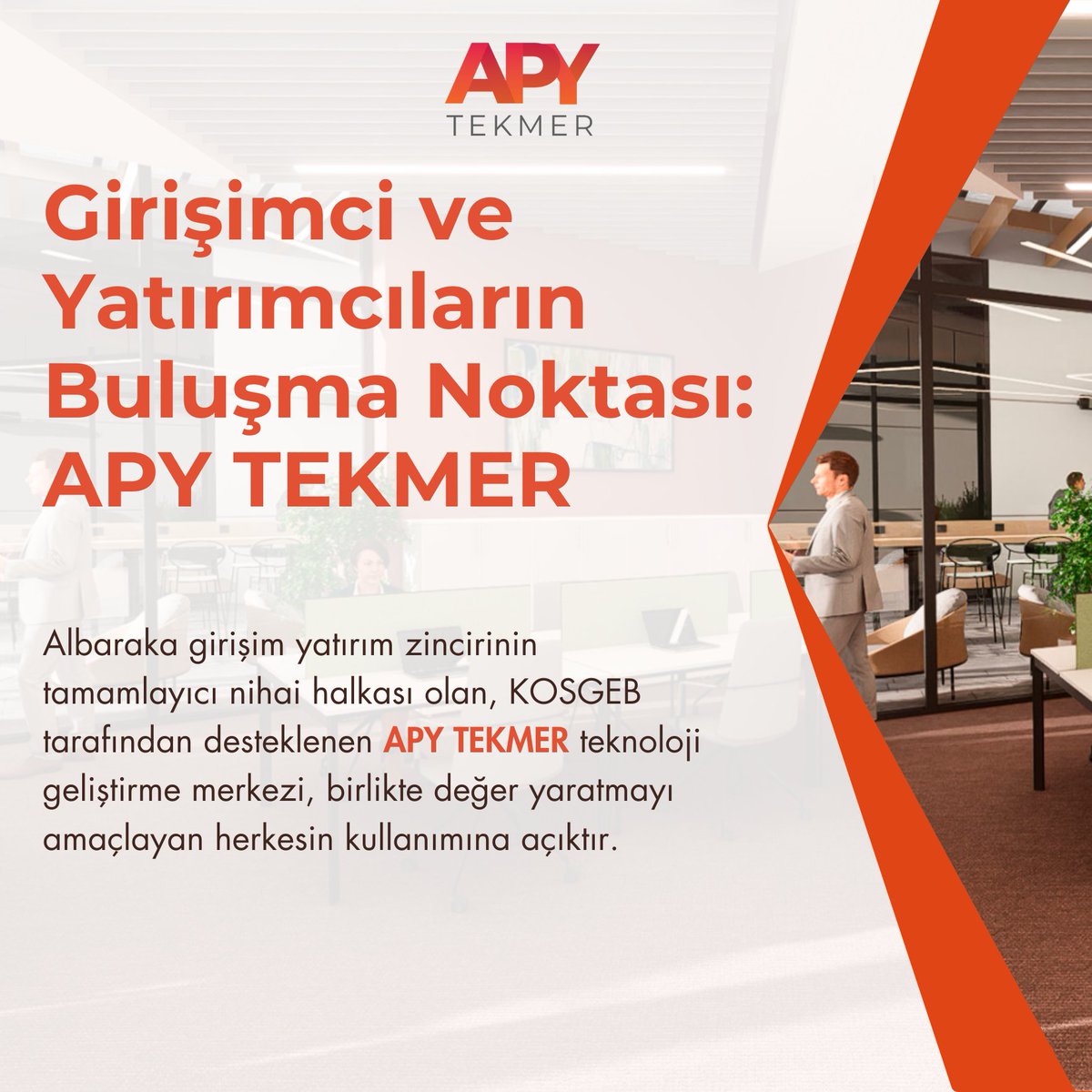 apytekmer's tweet photo. 🚀 Albaraka girişim ekosisteminin nihai halkası olan, KOSGEB tarafından desteklenen APY TEKMER Teknoloji Geliştirme Merkezi, girişimcilere kapılarını açıyor!

🏢 APY TEKMER'de ofis sahibi olmak ve ekosisteme dahil olmak için hemen başvurun! 💡

 #Girişimcilik #Yatırım #Teknoloji https://t.co/FPe1Z7ev8D