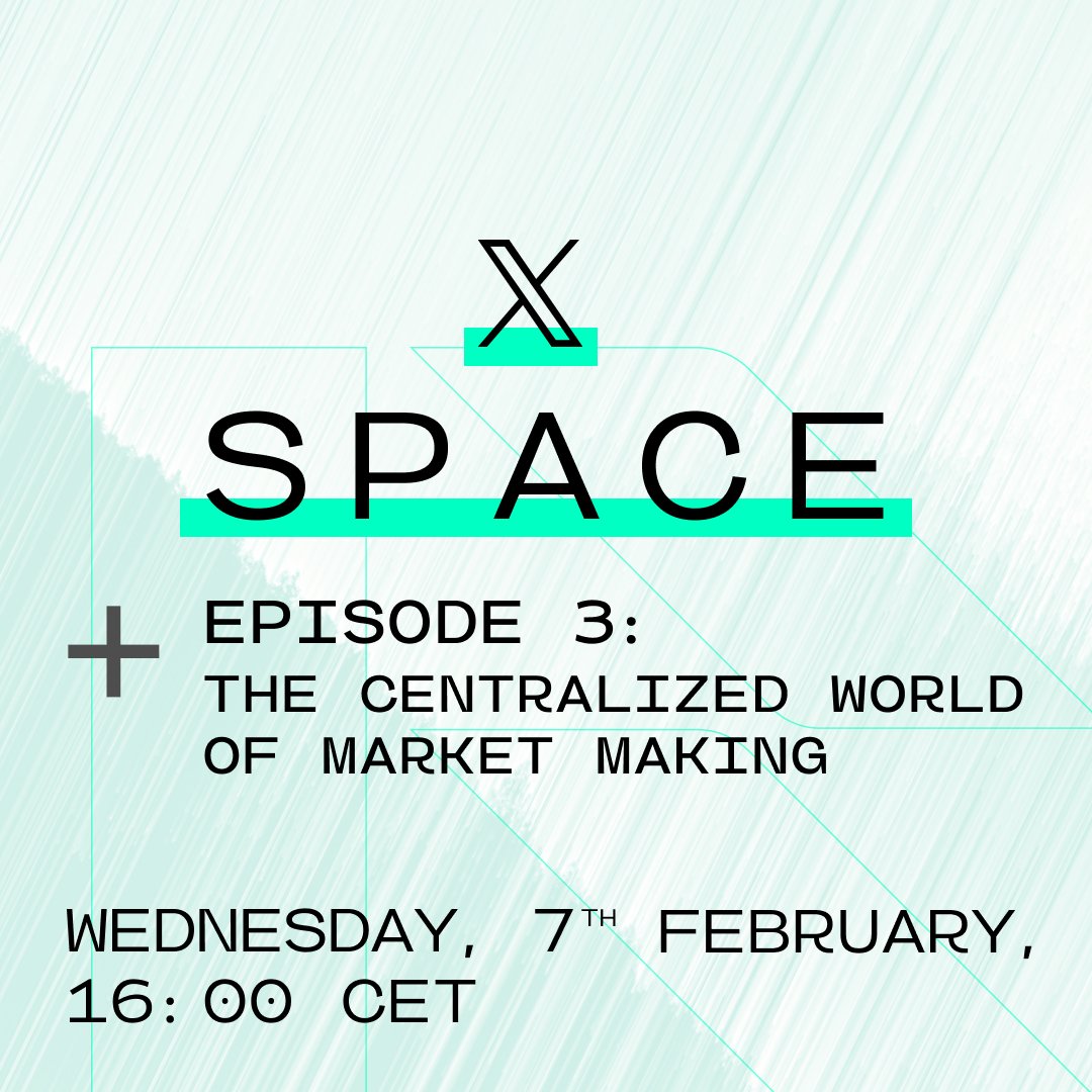 ReformDAO's tweet photo. TUNE IN FOR EPISODE 3🎙️

In tomorrow’s episode, we will dive into the operations of centralized market making.

Join our session to learn how our commitment to transparency sets us apart from others in the industry. Mark your calendar:

🗓️Wednesday, 7th February, 16:00 CET