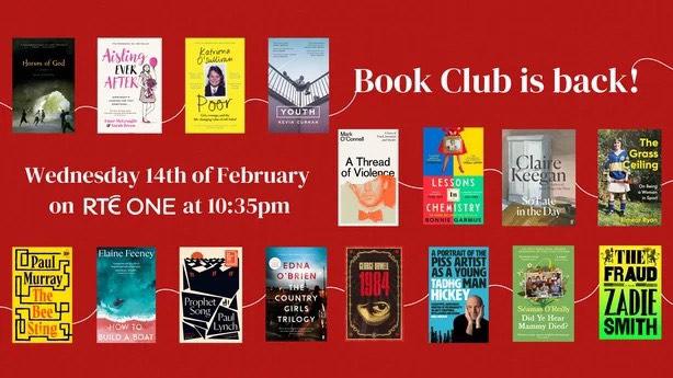 Book Club is back 🥳 We'll be tuning into @RTEOne on 14th February when they'll discuss the first five books Aisling Ever After, So Late In The Day, How To Build A Boat, A Thread Of Violence and Eat Pray Love rte.ie/culture/2024/0…