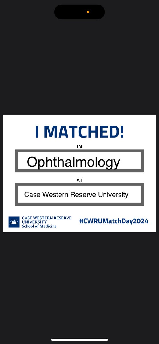 I’m going to be an Ophthalmologist!! So grateful to match at <a href="/cwru/">Case Western Reserve</a> <a href="/UHhospitals/">University Hospitals</a> in #ophthalmology Truly a dream come true! Thank you to all my mentors and to the <a href="/rabbven/">Rabb-Venable Excellence in Ophthalmology Program</a> program for supporting me on this journey. Excited to join this amazing specialty! #sfmatch #Ophthomatch
